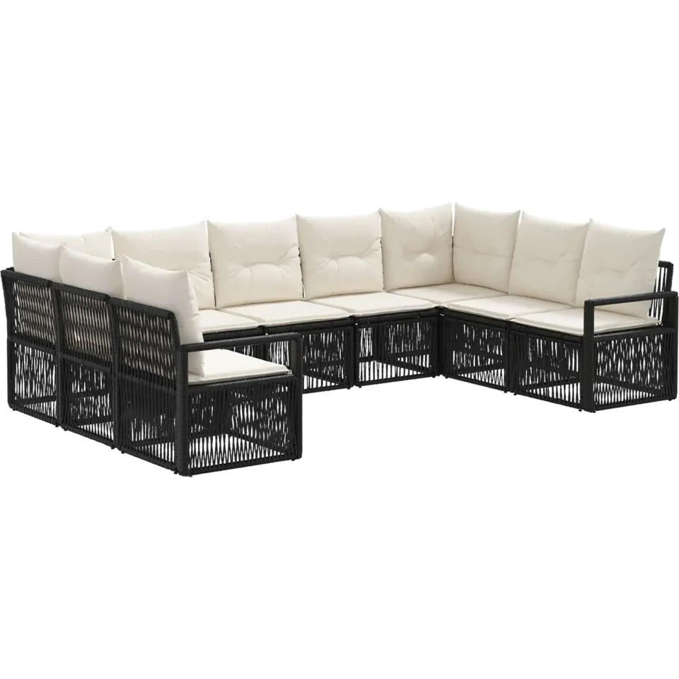 vidaXL Tuinbankenset 9 st 9-zits Zwart poly rattan, foto 3
