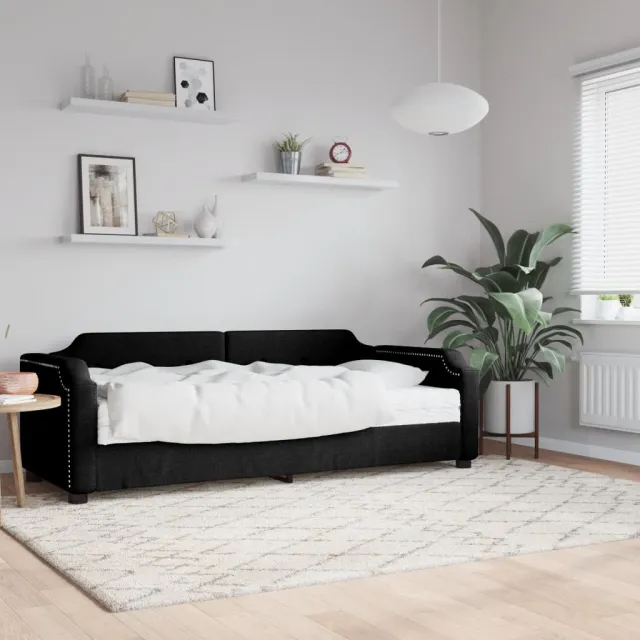 vidaXL Slaapbank met matras 90x190 cm stof zwart