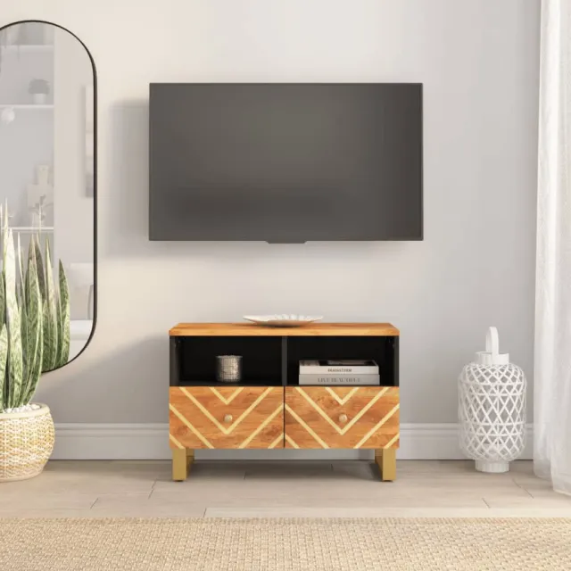 vidaXL Tv-meubel 70x33,5x46 cm massief mangohout bruin en zwart, foto 2