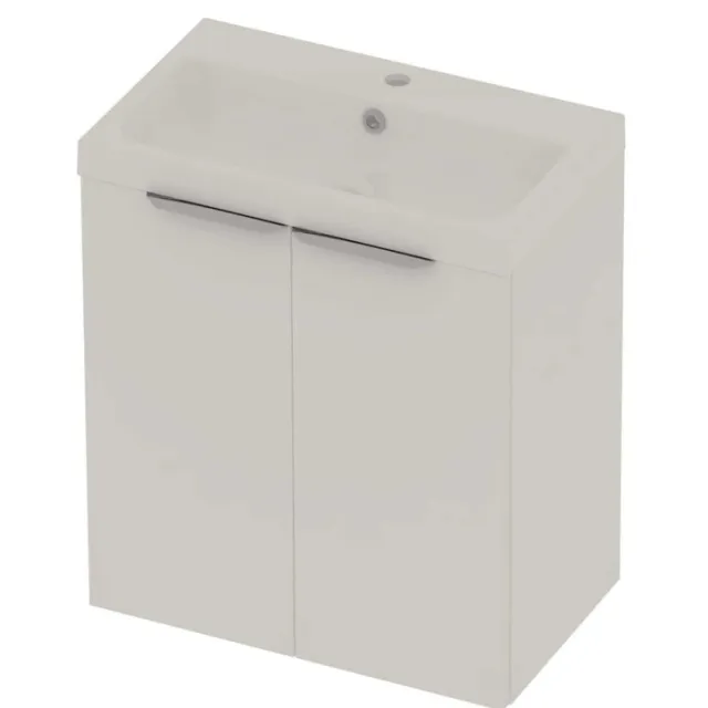Basic-Line Pretty 36 Badmeubelset Polystone 1 Kraangat Voor Grepen 60x36x70 cm Mat White Glans Wit