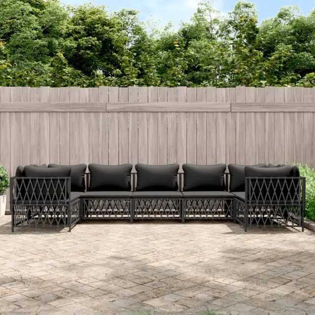 vidaXL 7-delige Loungeset met kussens staal antracietkleurig, foto 2