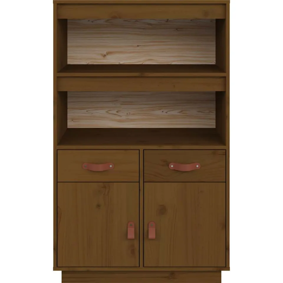 vidaXL Hoge kast 67x40x108,5 cm massief grenenhout honingbruin bruin, foto 3