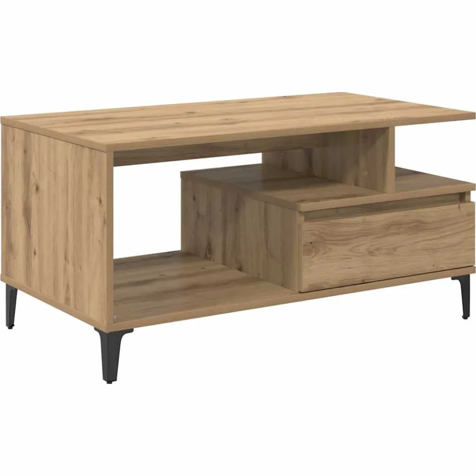 vidaXL Salontafel Artisan Eiken 90 x 49 x 45 cm Bewerkt hout, foto 3