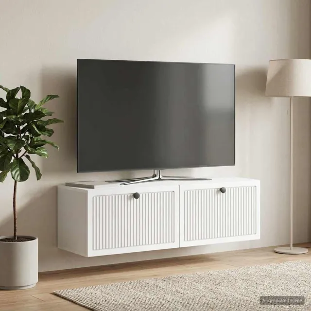 vidaXL Wandbeugel TV-kast Wit 98 x 31 x 30 cm Bewerkt hout