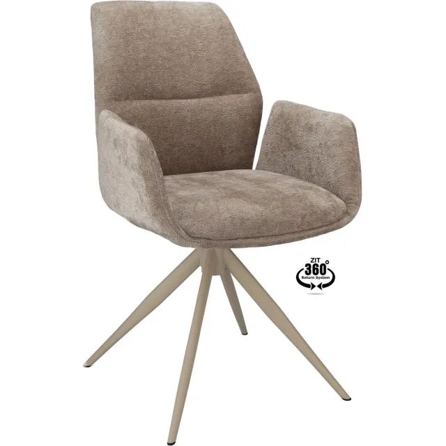 Icon Living Armstoel Waylon Stof Stella Liver Leg Creme 360° Return-system Bruin