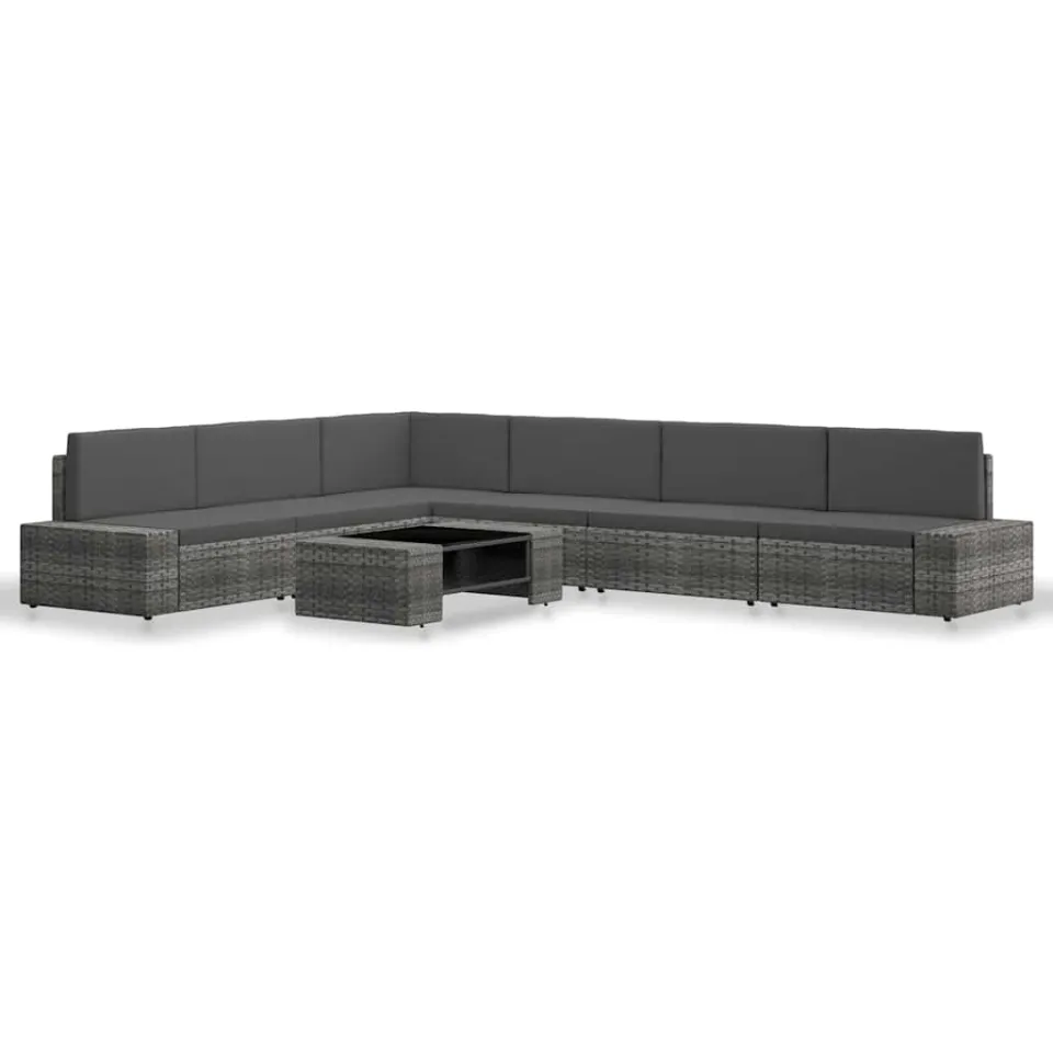 vidaXL 7-delige Loungeset poly rattan grijs, foto 2