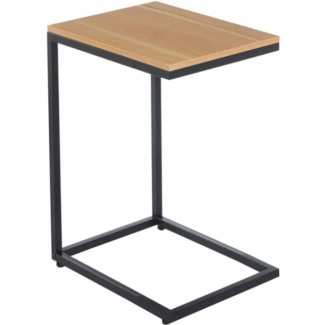 Furnitex L16-FX-serie - Salontafel - Natureleikenlook - Zwart metalen frame - 60 cm hoog Zwart;Naturel eiken