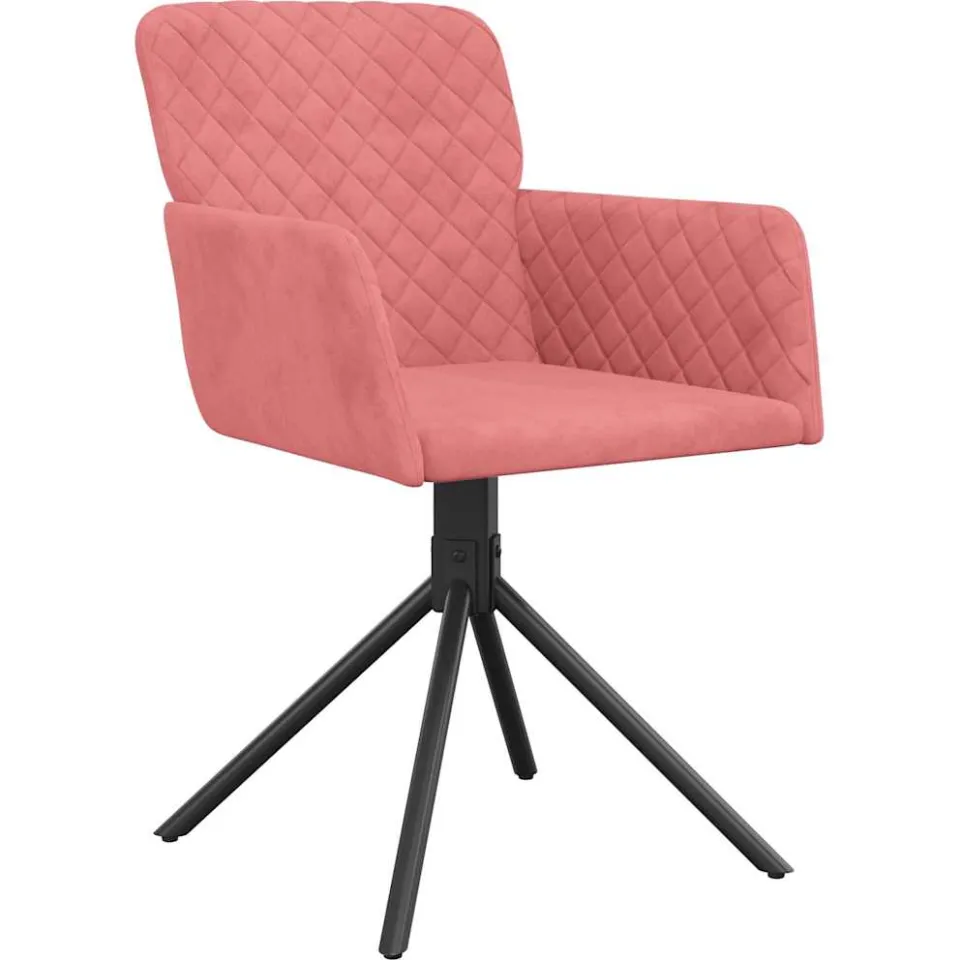 vidaXL Eetkamerstoelen draaibaar 2 st fluweel roze