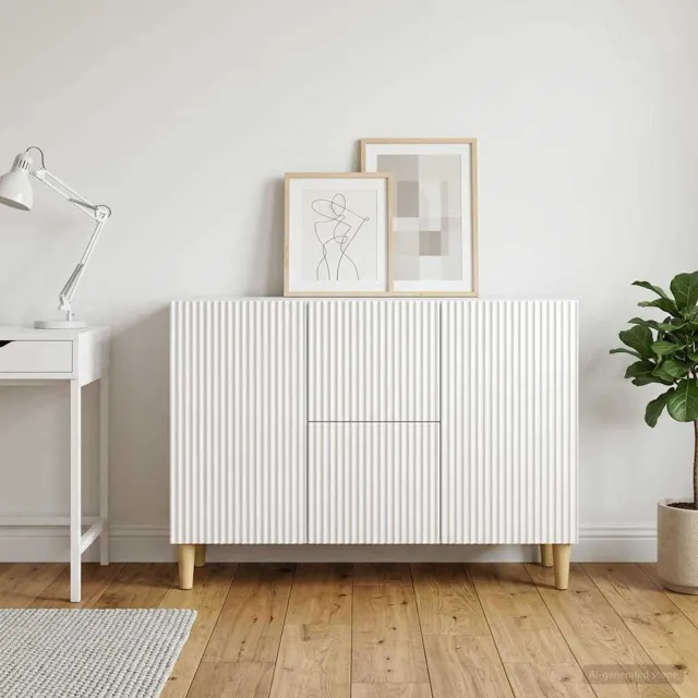 vidaXL Dressoir Hoogglans Wit 89 x 34,5 x 60 cm Bewerkt hout