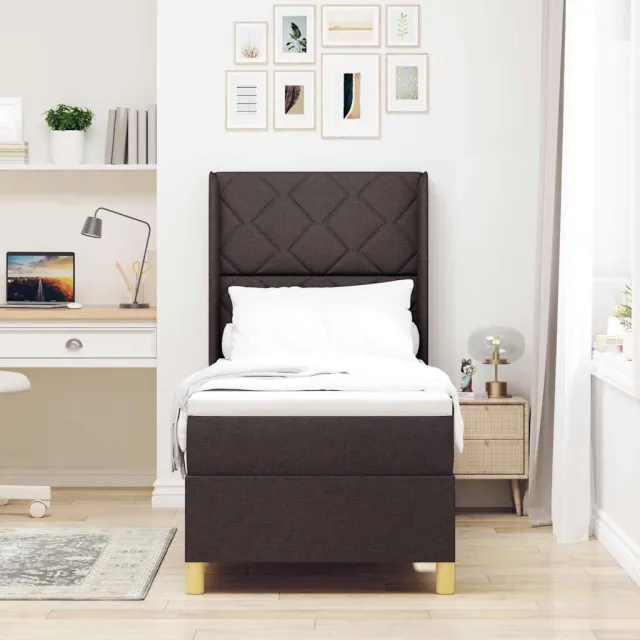 vidaXL Boxspringbed met hoofdeinde Donkerbruin 80 x 200 cm Stof