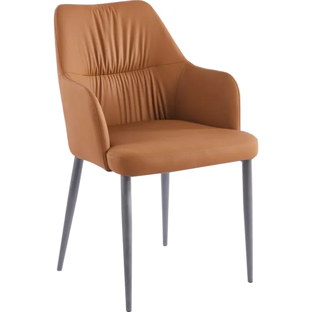 Padiro eetkamerstoel - 2-delige set - 55 x 64 x 88 cm - Camel - Industrieel - Kunstleer, IJzer - met armleuningen - met rugleuning bruin