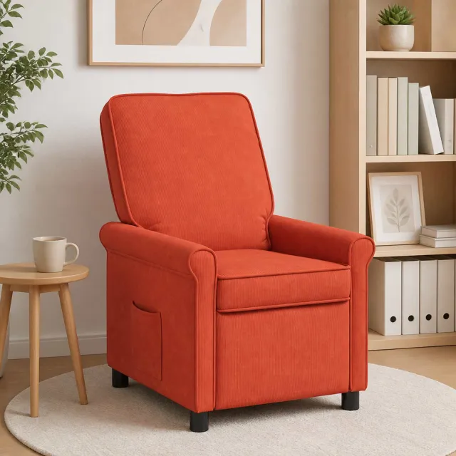 vidaXL Ligstoel Rood-oranje 69 x 95 x 101 cm Stof, foto 2