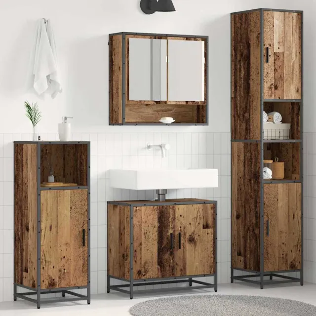 vidaXL Badkamermeubelset 3 st Oud Hout 35 x 37,5 x 188,5 cm bruin, foto 2