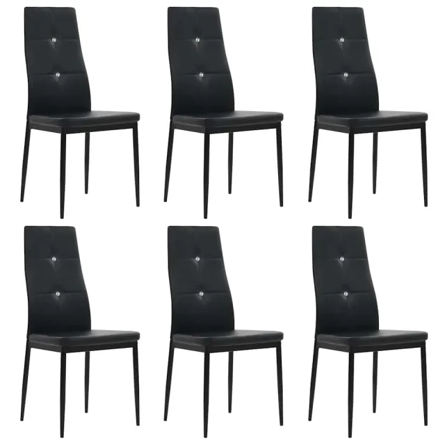 vidaXL Eetkamerstoelen 6 st kunstleer zwart