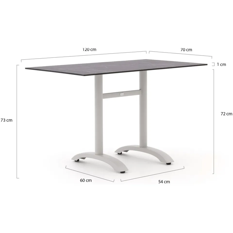 Bellagio tuinmeubelen Bellagio Lisio tuintafel 120x70x73cm wit, foto 3