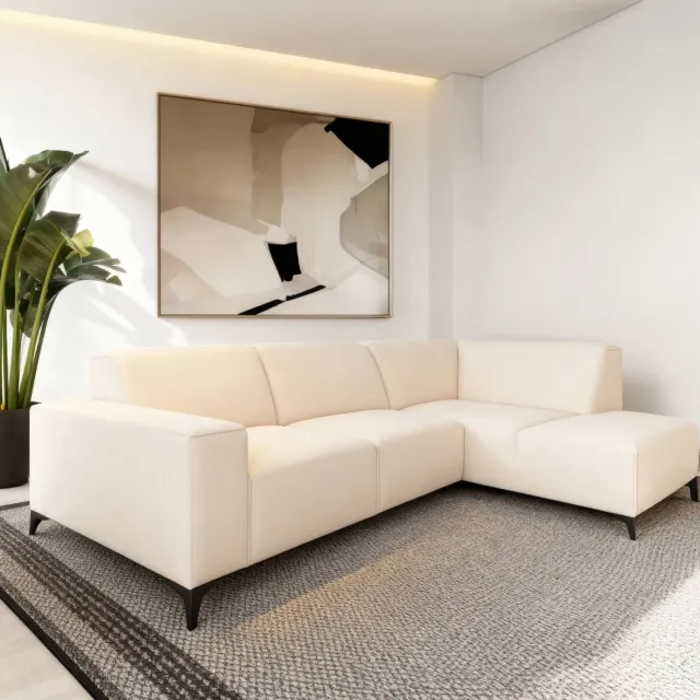 Giga Living Giga Meubel Hoekbank Maddox Holms Beige – Rechts – 3-Zits – Stof – 285x190x83 cm