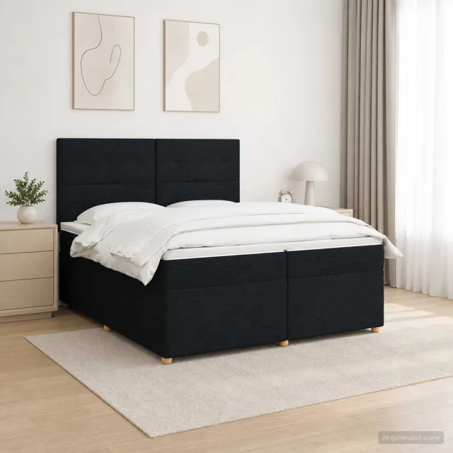 vidaXL Boxspringbed met matras met hoofdeinde Zwart 200 x 200 cm Stof