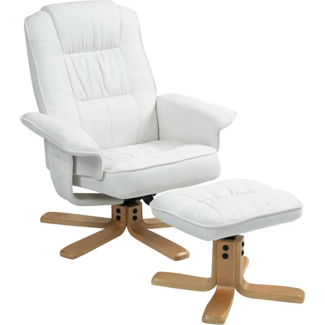 IDIMEX Relaxfauteuil CHARLY met voetenbankje en stoffen bekleding – Wit