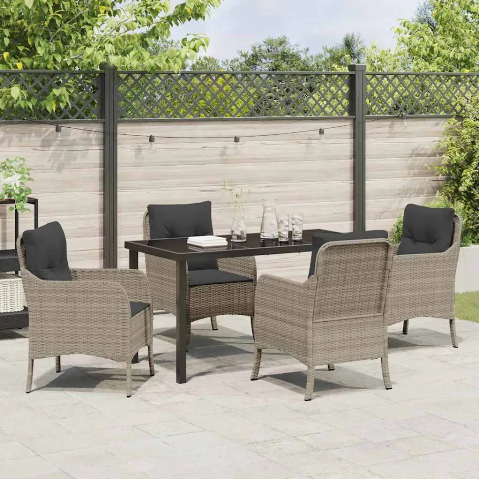 vidaXL Tuin eettafelset 5 st Lichtgrijs poly rattan, foto 3