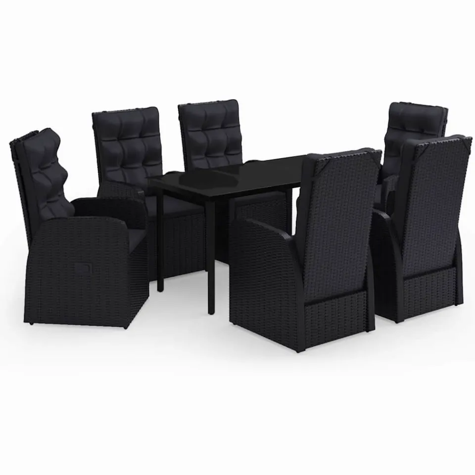 vidaXL 7-delige Tuinset met kussens zwart, foto 3
