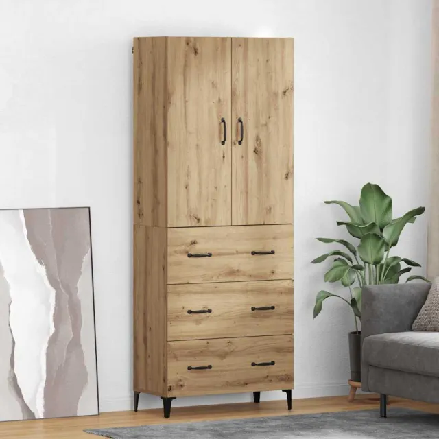 vidaXL Highboard Artisan Eiken 69,5 x 34 x 180 cm Bewerkt hout Bruin