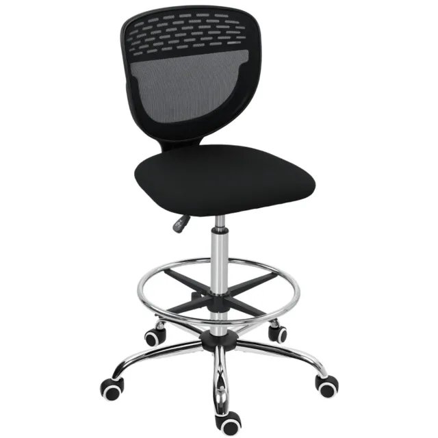 OKWISH Vergaderstoelen - Verstelbare Bureaustoel Met Hoog Bürostuhldesign - Ergonomisch, Met Voetring Voor Thuiswerk - 59×59×126 cm - Polyester - Zwart
