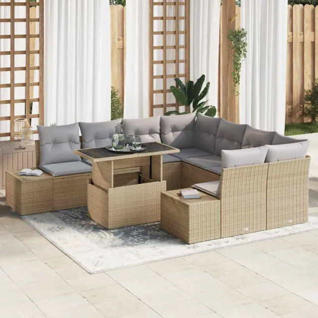 vidaXL Tuin Sofa Set 9 st Beige en Licht Grijs poly rattan