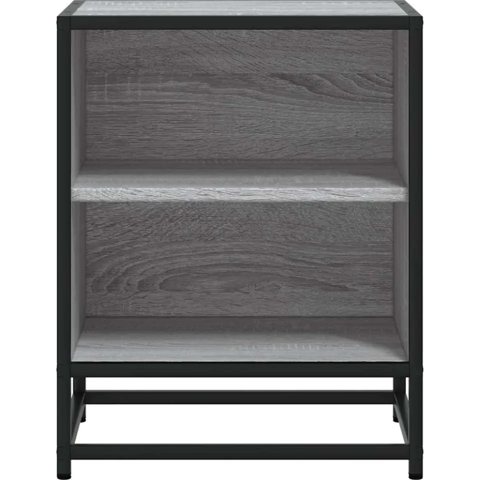 vidaXL Nachtkastjes 2 st 40x31x50 cm bewerkt hout&metaal grijs sonoma, foto 4