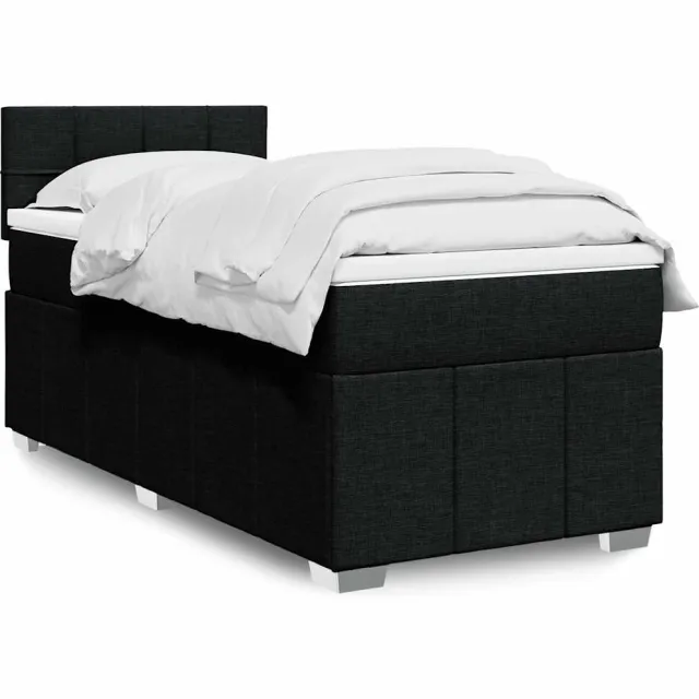 vidaXL Boxspring met matras stof zwart 80x200 cm