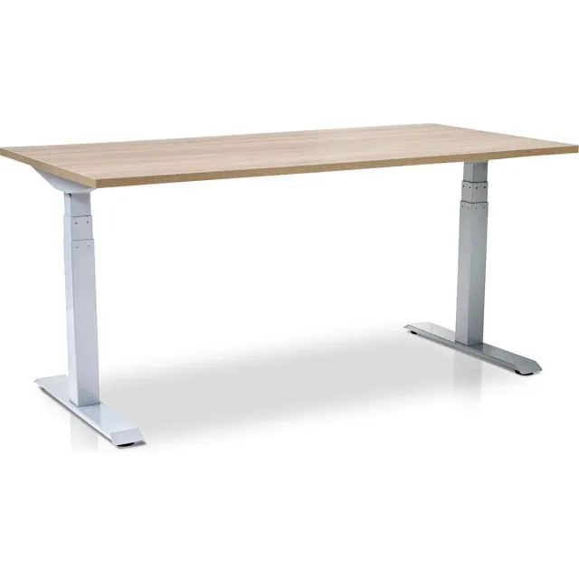 Multi Ratio Zit-sta bureau elektrisch verstelbaar - MRC PRO NEN-EN 527 | 120 x 80 cm | frame wit - blad midden eiken | memory functie met USB | 150kg draagvermogen Wit frame