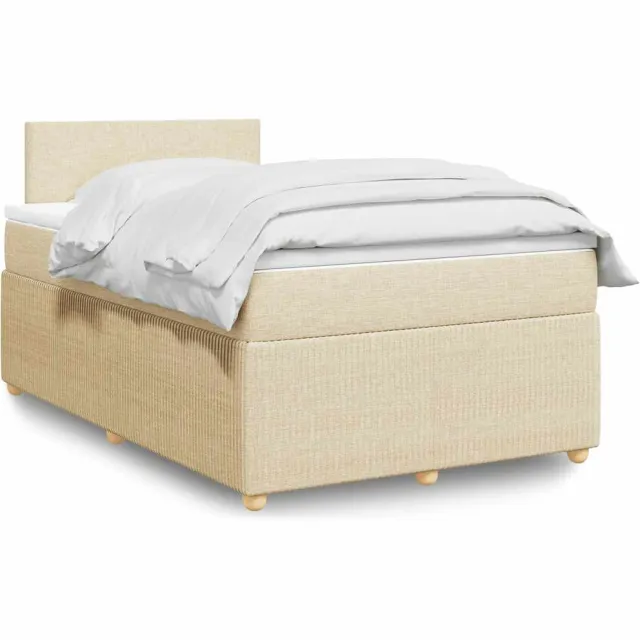 vidaXL Boxspring met matras stof crèmekleurig 120x190 cm