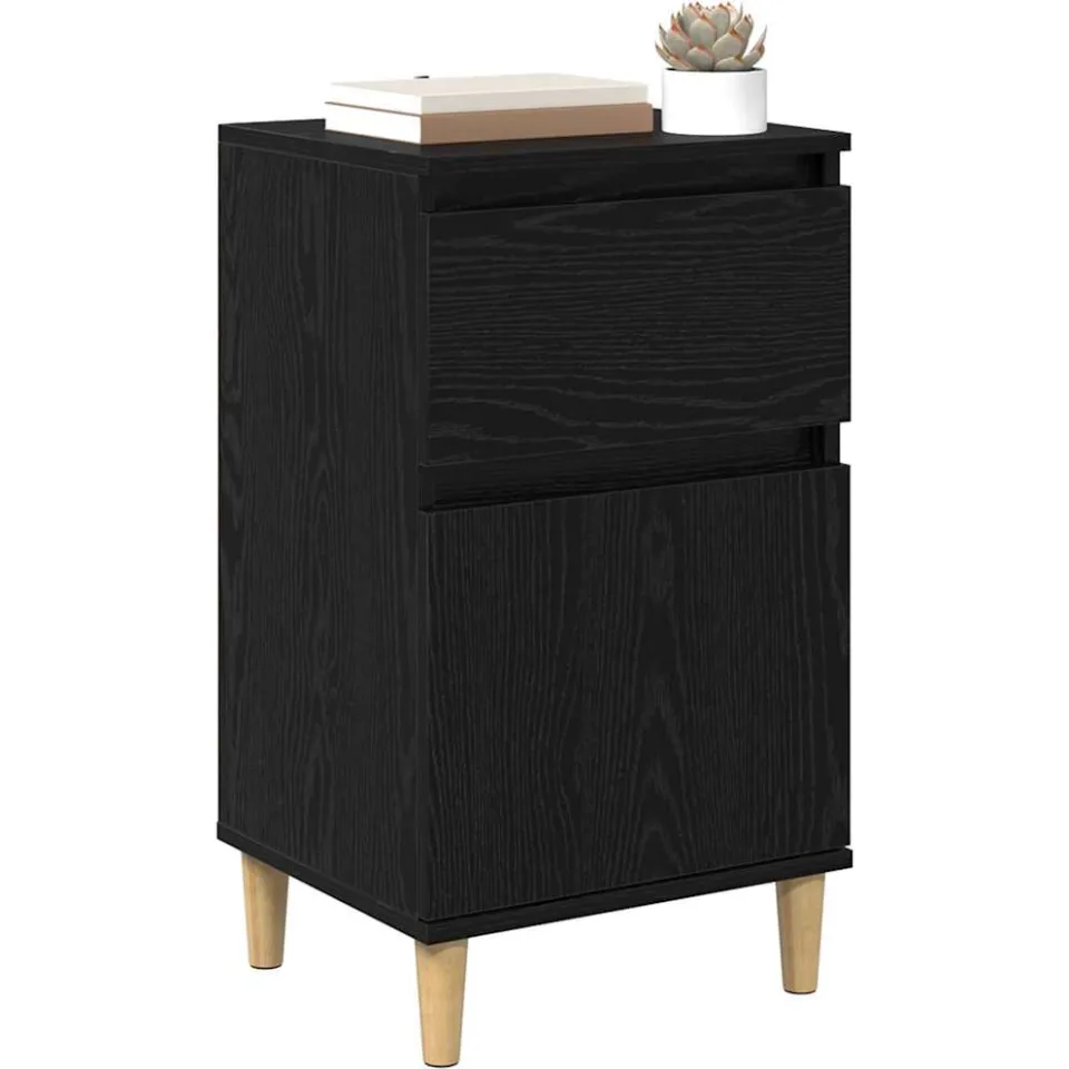 vidaXL Nachtkastje 2 st Zwart Eiken 40 x 35 x 70 cm Bewerkt hout, foto 3