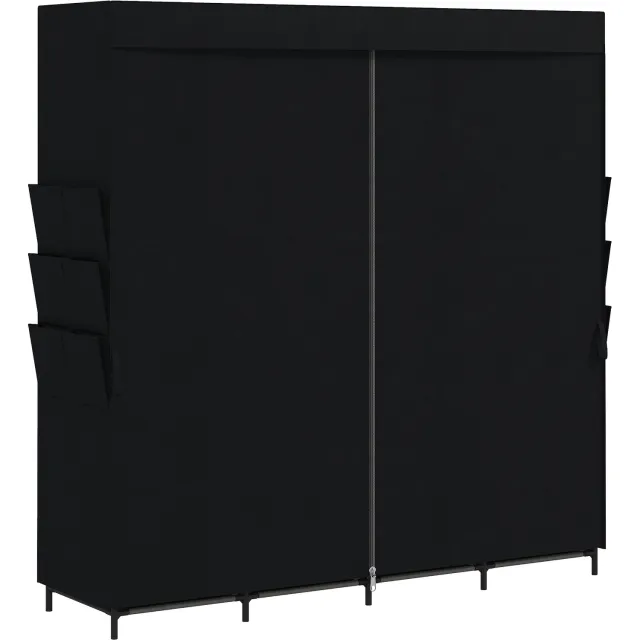 Homona Stoffkledingkast - Met 4 kledingroedes en 4 legplanken - 170 x 45 x 167 cm - Zwart