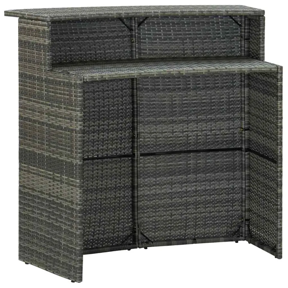 vidaXL Tuinbartafel 120x55x110 cm poly rattan grijs, foto 2