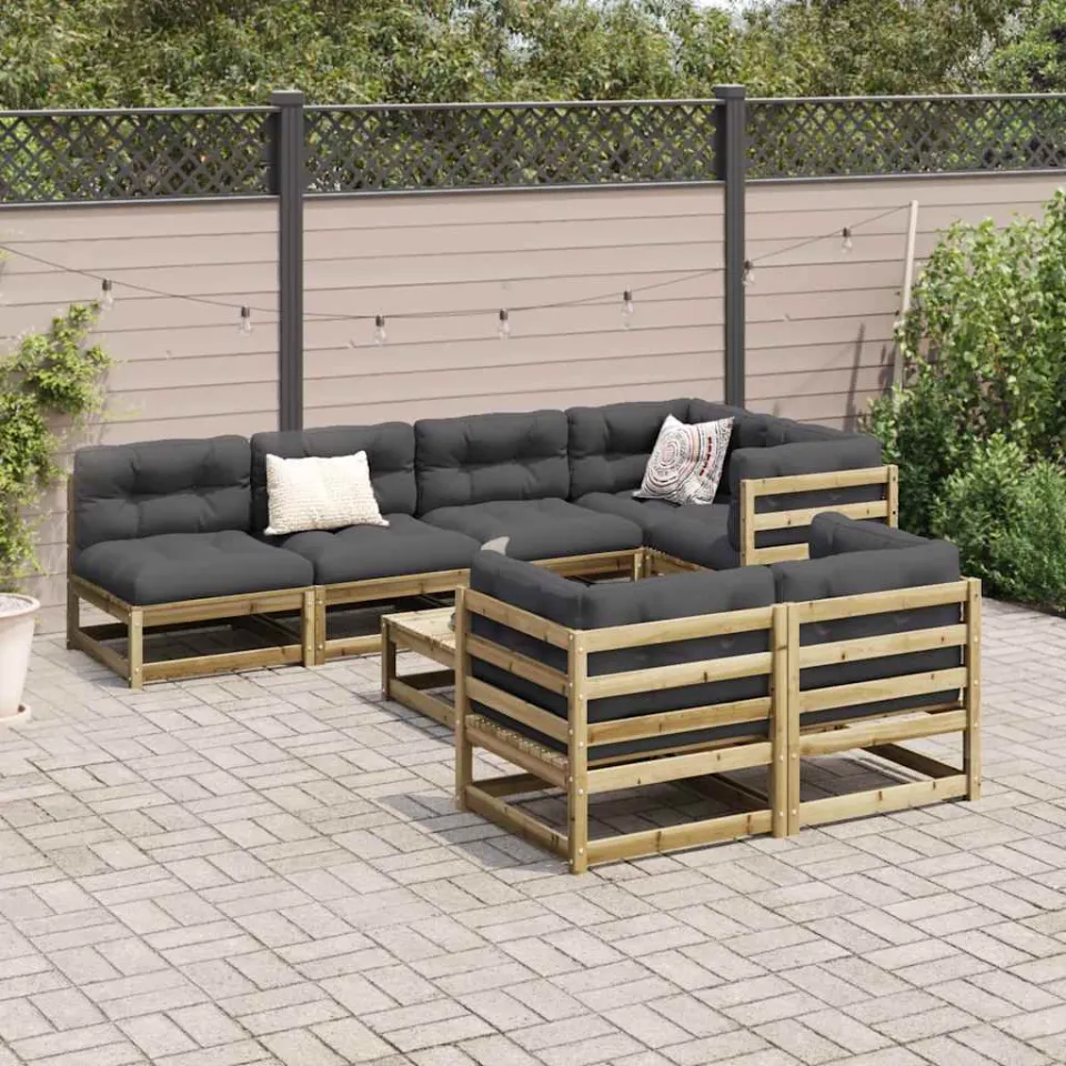 vidaXL 8-delige Loungeset geïmpregneerd grenenhout bruin, foto 3