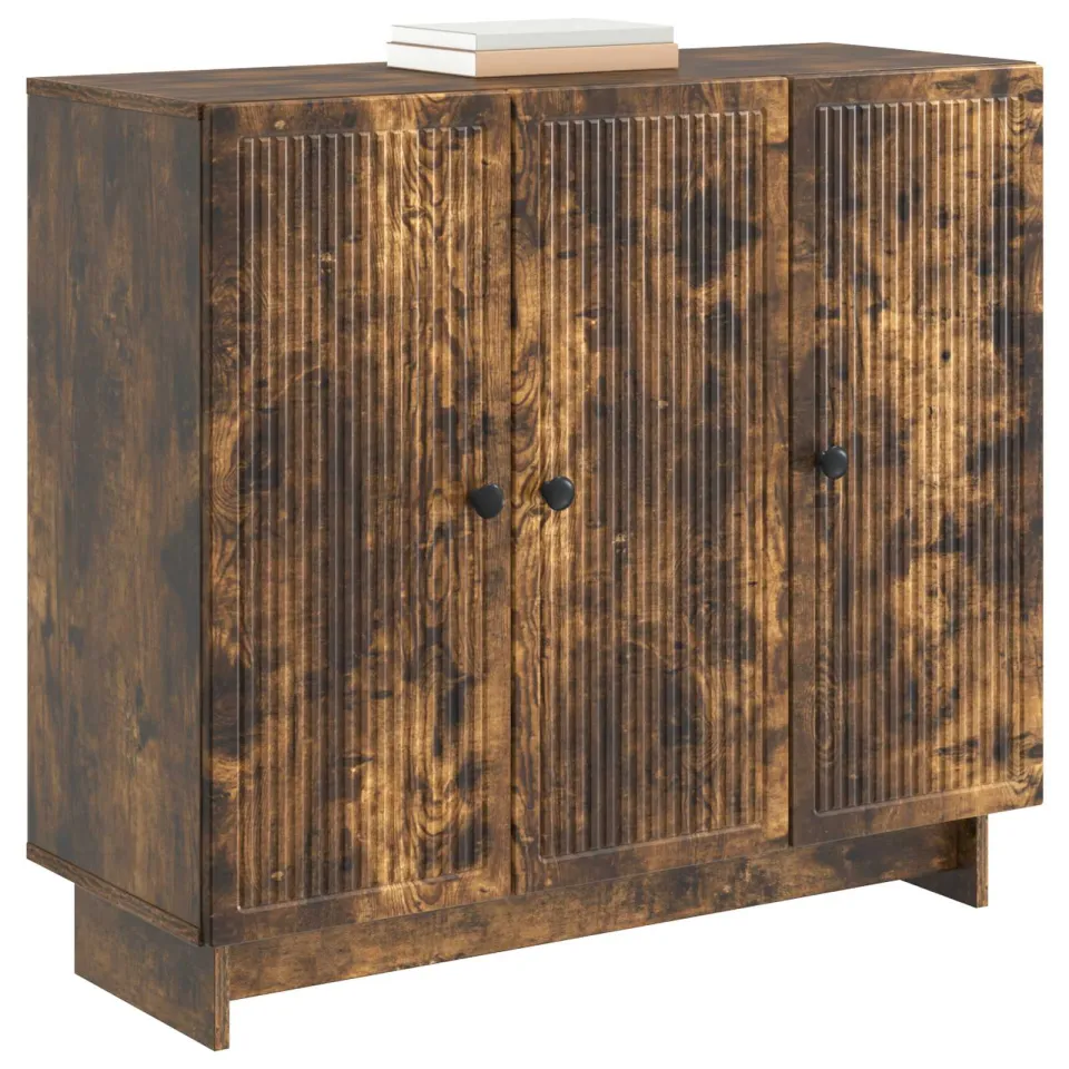 vidaXL Dressoir Gerookt eiken 89 x 34,5 x 80 cm Bewerkt hout Bruin