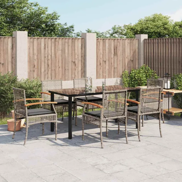vidaXL 7-delige Tuinset met kussens poly rattan grijs, foto 2