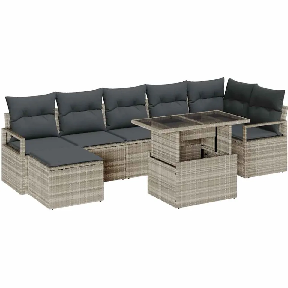 vidaXL Tuin Sofa Set 8 st Lichtgrijs poly rattan
