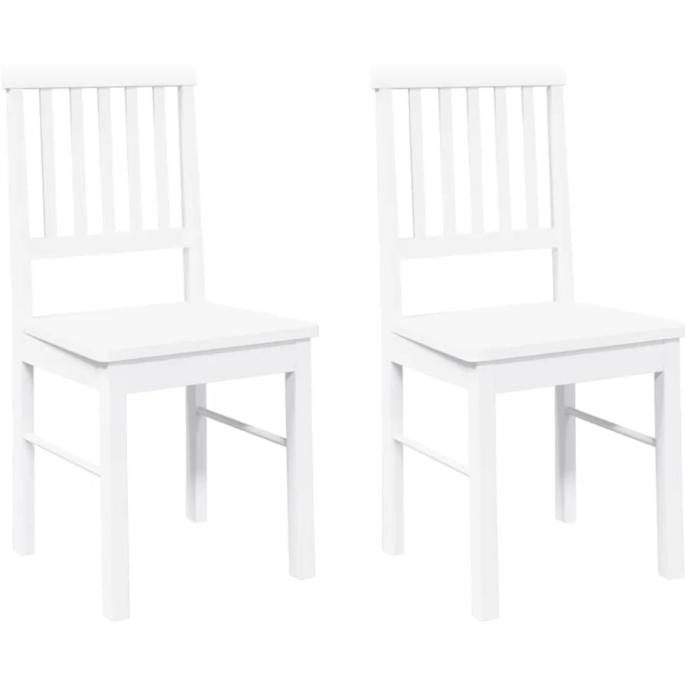 vidaXL Eetkamerstoelen 2 st massief hout rubber wit