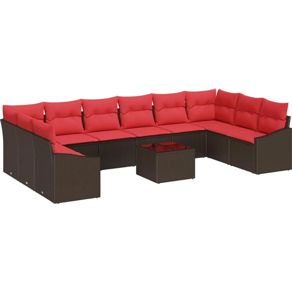 vidaXL Bankstel 11 st Bruin poly rattan