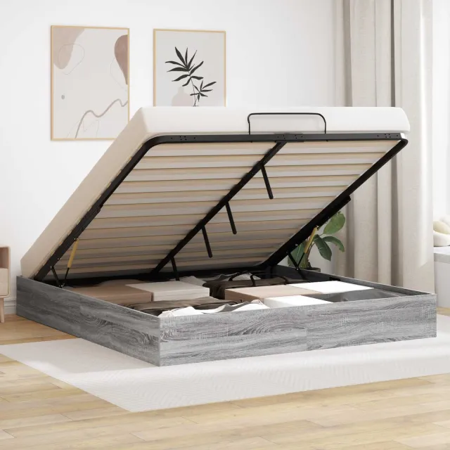 vidaXL Ottoman Bedframe Grijs Sonoma 160 x 200 cm Geconstrueerd hout