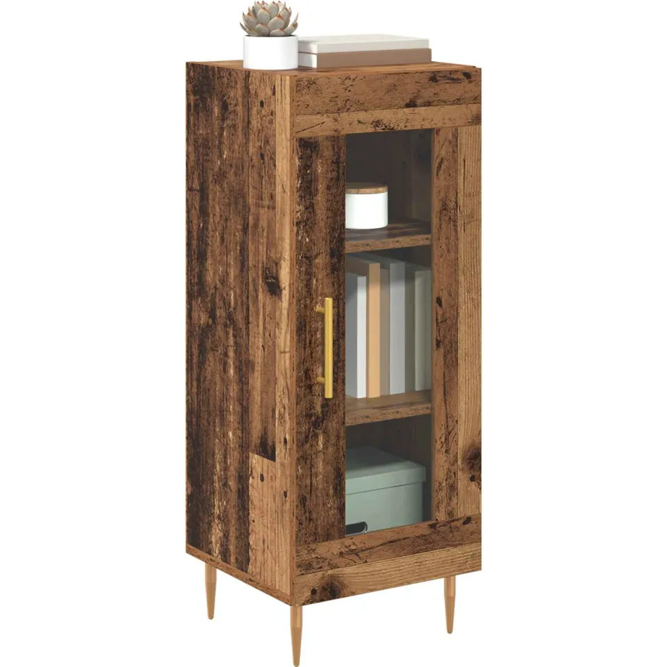 vidaXL Dressoir Oud hout 34 x 34.5 x 90 cm Bewerkt hout Bruin