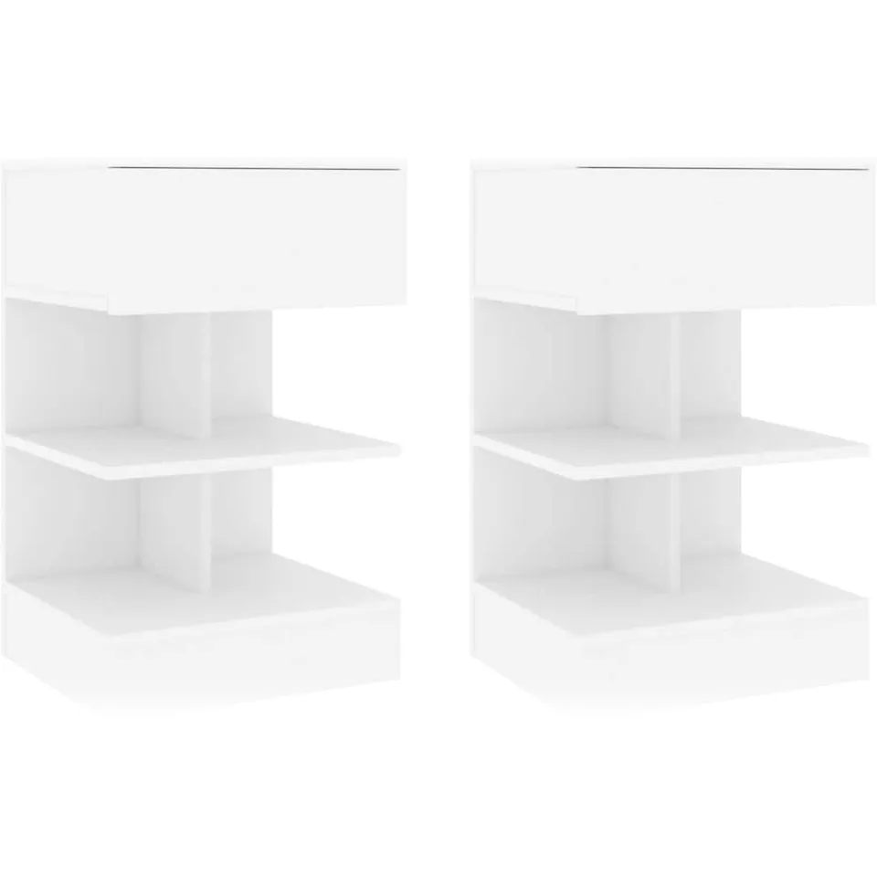 vidaXL Nachtkastjes 2 st 40x35x65 cm bewerkt hout wit, foto 3