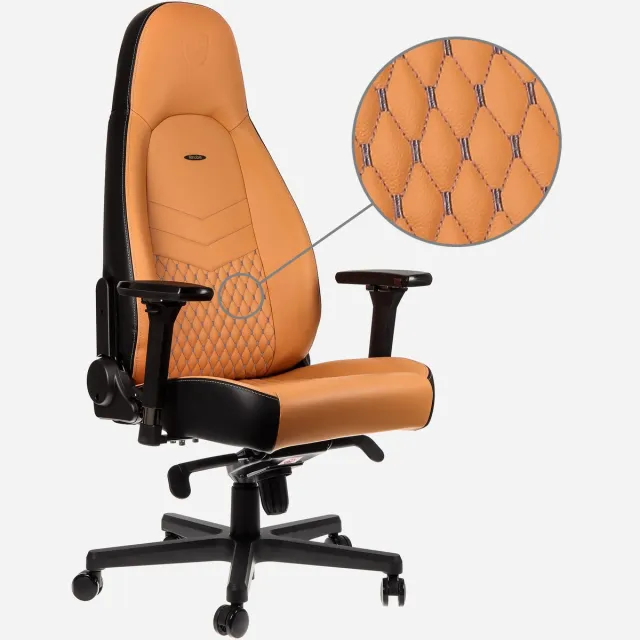Noblechairs ICON Series leren gamestoel Cognac/Zwart (Echt Leder)