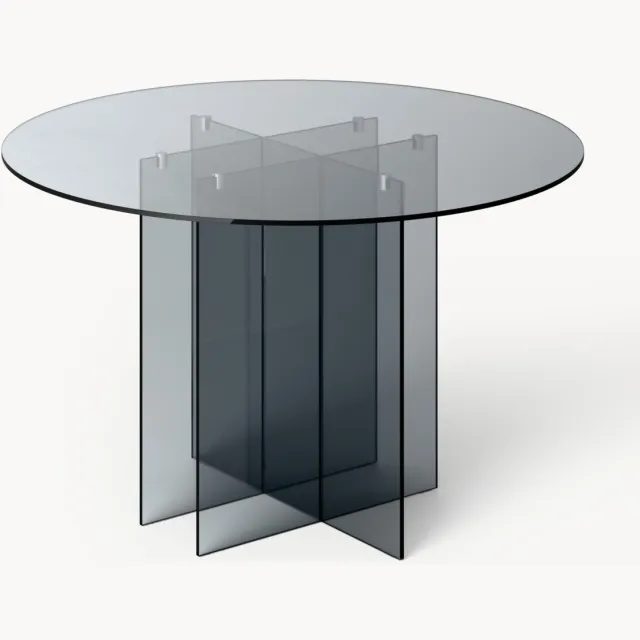 Westwing Collection Ronde glazen eettafel Anouk, in verschillende formaten Transparant, Grijs