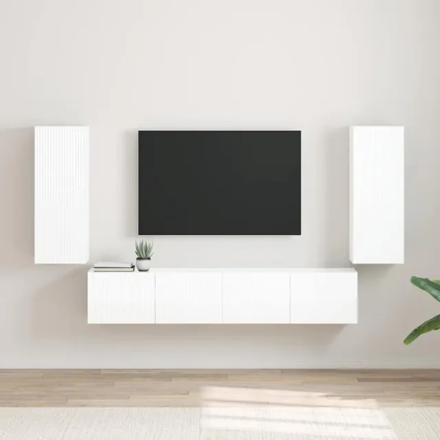 vidaXL TV Wandkast 2 st Glanzend Wit Bewerkt hout, foto 2