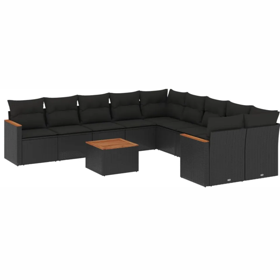 vidaXL Patio Sofa Set 10-zits Black, foto 3