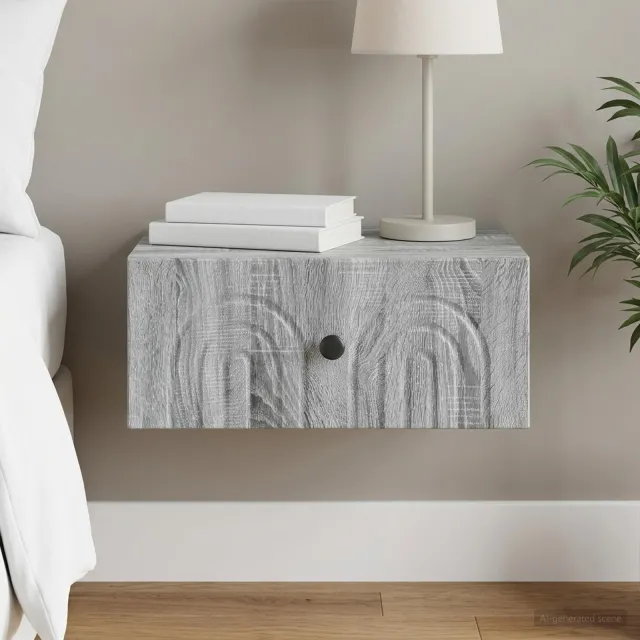 vidaXL Wandbeugel Bedkast Grijs sonoma 49 x 34,5 x 20 cm Bewerkt hout, foto 2