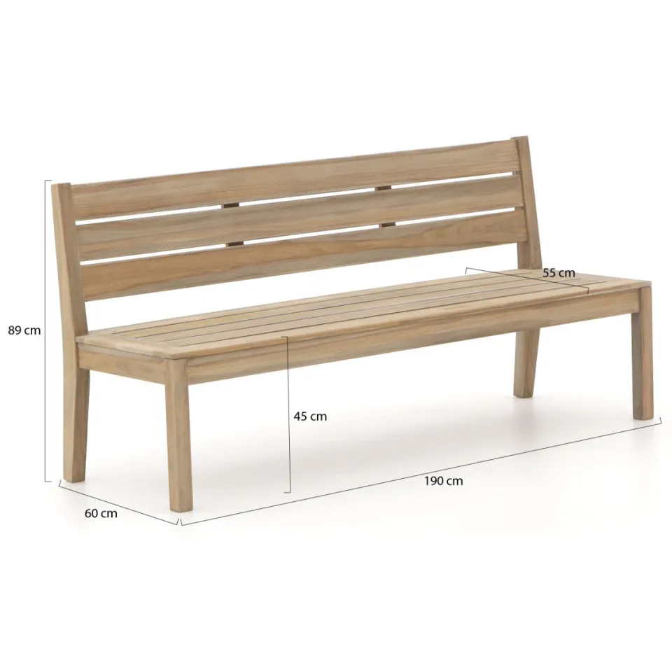 ROUGH Furniture ROUGH-S dining tuinbank 190x45cm bruin, foto 2