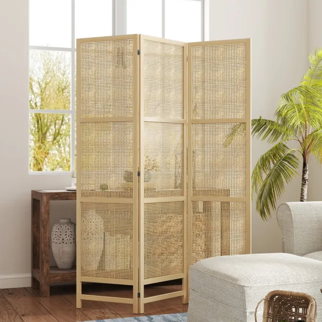 MODFU Kamerscherm-3-Delig-Inklapbaar-Naturel Hout-135 X 180 Cm Natural Wood